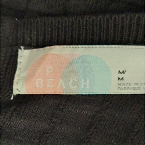 Free People Beach Short and Sweet Mini Dress Size M Black Ribbed Knit Button NEW - Picture 8 of 14